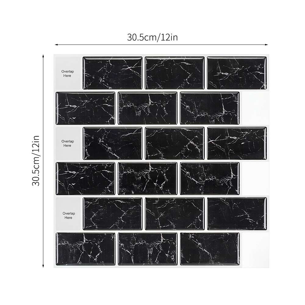 1 Pcs Zwart Marmer Patroon Muur Sticker Waterdichte Zelfklevende 3D Tegel Sticker Voor Keuken Badkamer Meubilair Home Decoratie