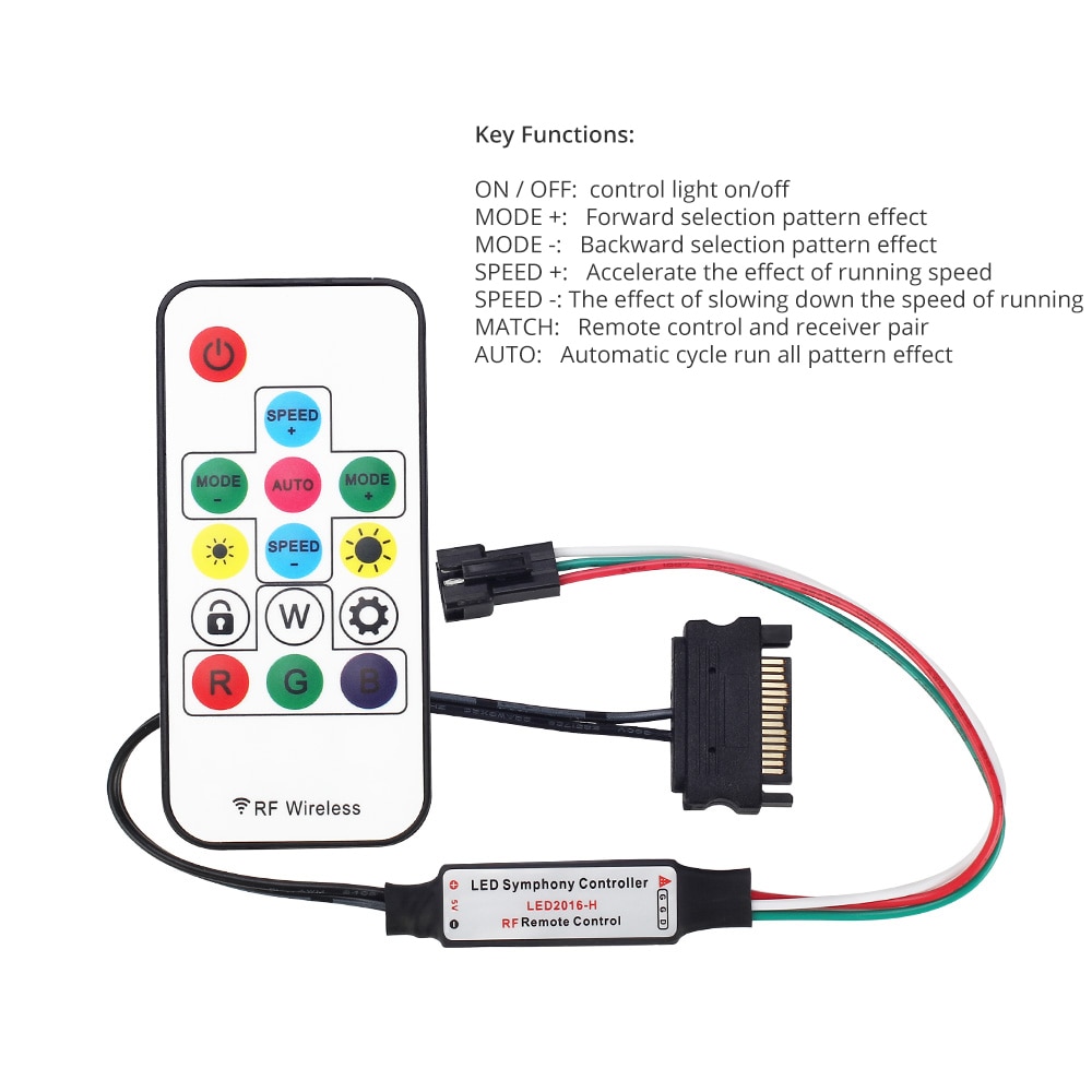 5v 14 nøkler sata strømforsyningsgrensesnitt rf symfoni kontrolleren med fjernkontroll til  ws2812 ws2812b ledet stripe lys