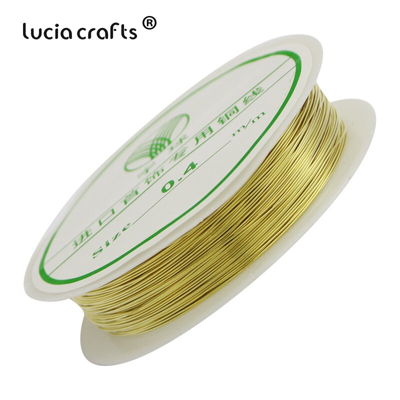 Lucia håndværk 0.3/0.4/0.5/0.8mm sliver perletråd metal håndværk ledning perle hånd tablet 1 rulle / pakke  i0204: Guld 0.4mm