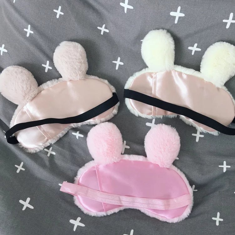 Plysj myke sovende øyemasker bind for øynene tegneserie kanin øyelokk søvnskygge øyelapp bandasje øyevipper avslappende sovehjelp