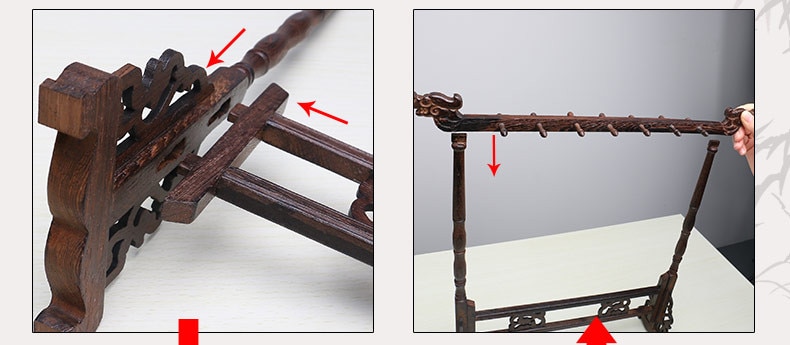 Traditionele Chinese Borstel Houder Kalligrafie Pen Houder Stand 12 Haak Kip-vleugel Hout Borstel Stand Opknoping Pen Houder