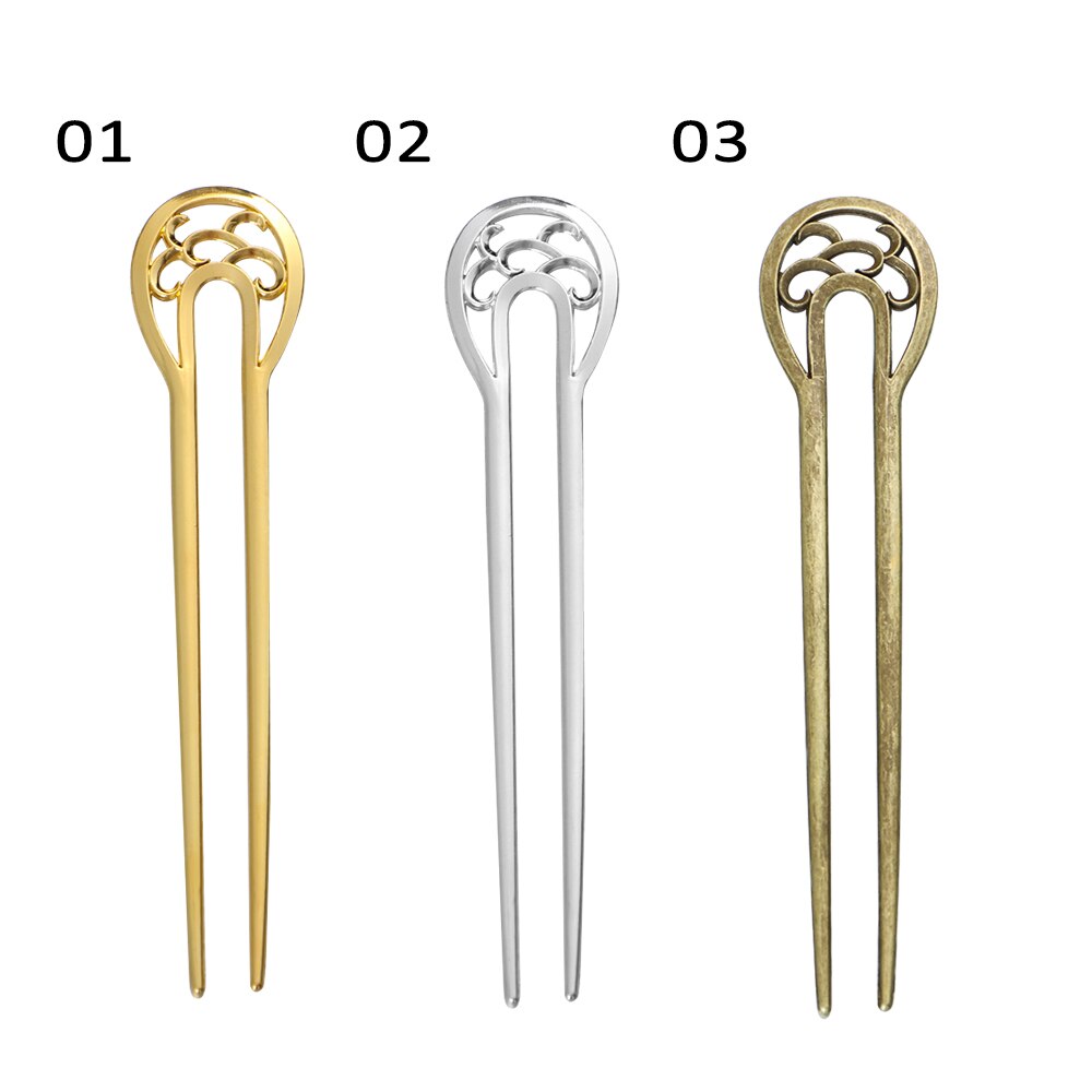 1 Uds horquilla de aleación con varilla de pelo metálico estilo Retro a la en forma de U, horquilla de doble flor ondulada, accesorios para el cabello, herramientas de estilismo