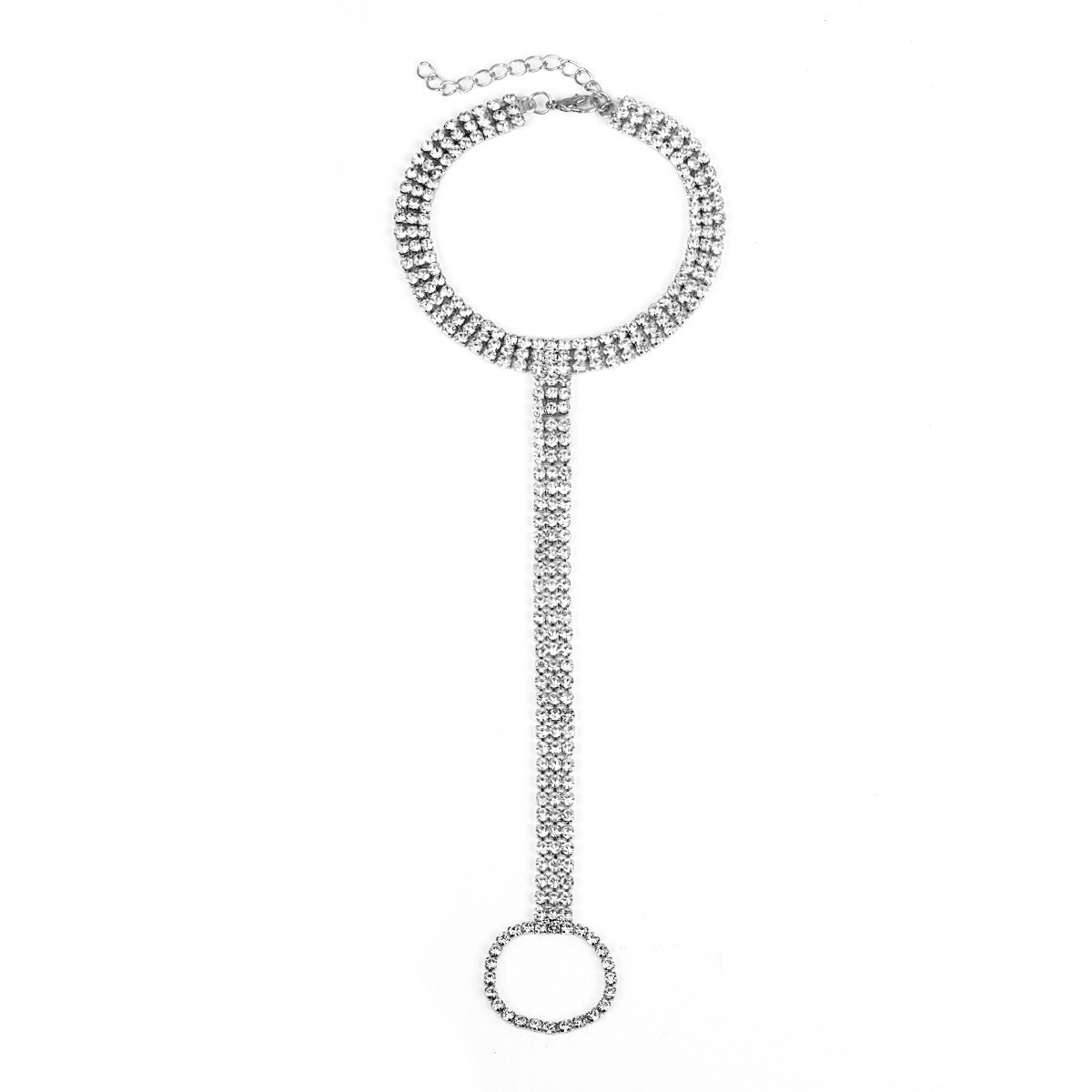 1 pièces été plage pieds nus sandales pleine cristal orteil anneau bracelets de cheville sur la jambe cheville pour les femmes bohême pied bijoux: silver