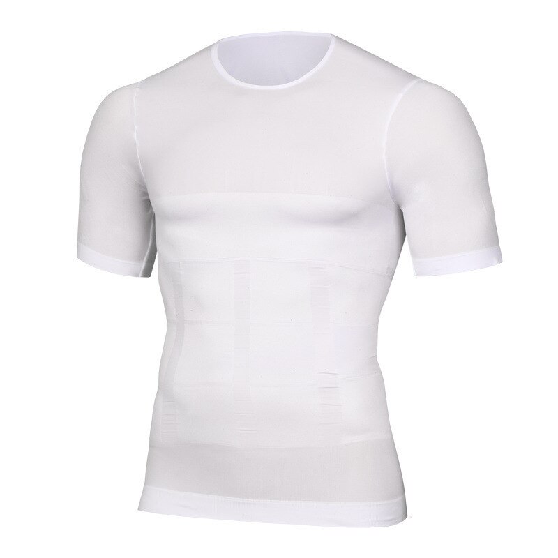 Men's Compression T-Shirt Compression Body Building Shirt for Men Summer Slim Dry Quick Under Shirt: L / WHITE