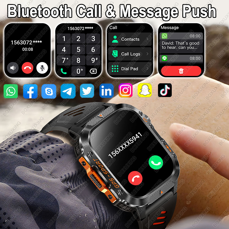Para xiaomi militar esportes ao ar livre gps relógio inteligente men3atm à prova dwaterproof água bússola embutido gps freqüência cardíaca bluetooth chamada smartwatch