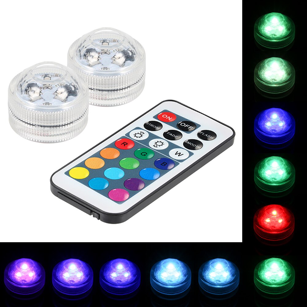 Submersible LED Lights Waterproof RGB Underwater Light For Wedding Tea Light Tub Pond Pool Bathtub Aquarium Party Vase Decor: 2PCS