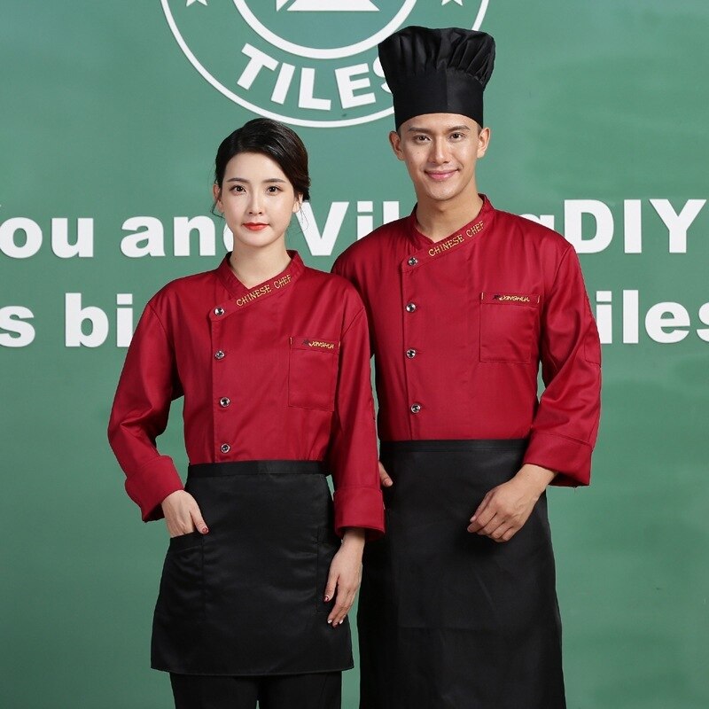 Uniform qiu dong män och kvinnor i hotellets restaurang kök smock catering kockens långärmade efter tårtbutiken