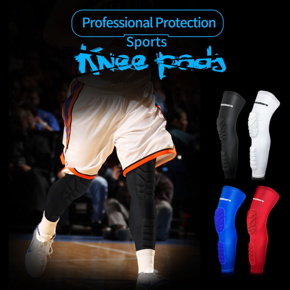 Rodilleras de compresión para hombre y mujer, rodilleras largas de baloncesto, panal de abeja, deportivas, para fútbol y gimnasio, 1 par