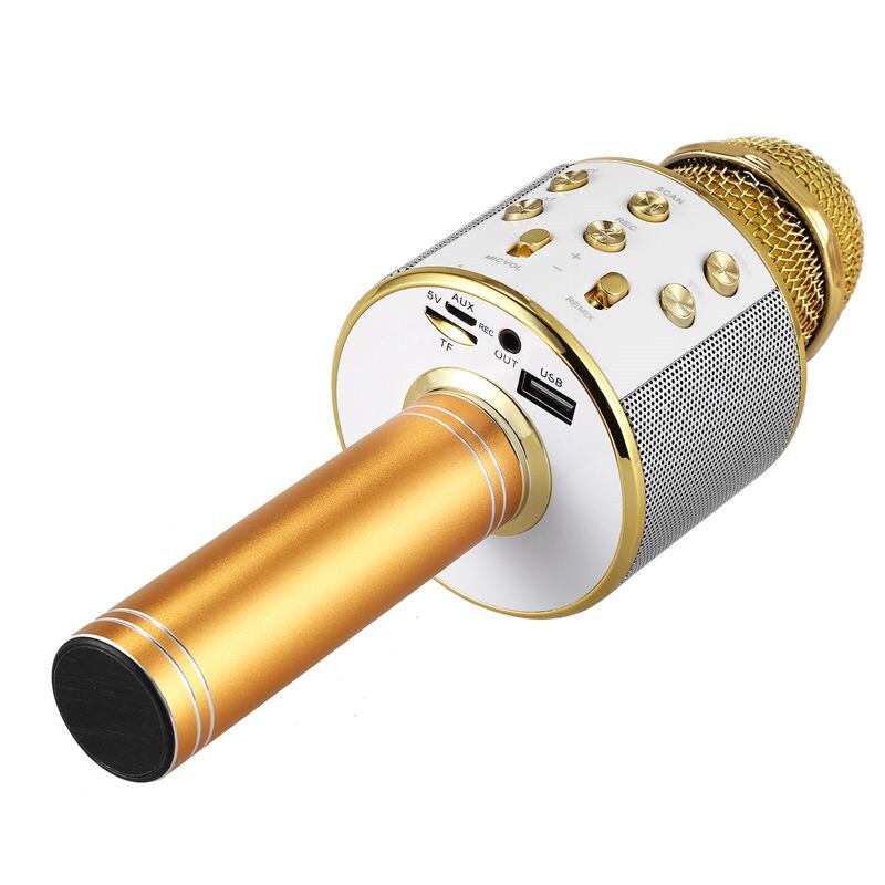 WS 858 Microphone sans fil Bluetooth USB condensateur karaoké micro support Radio haut-parleur Mikrofon studio enregistrement Ws858