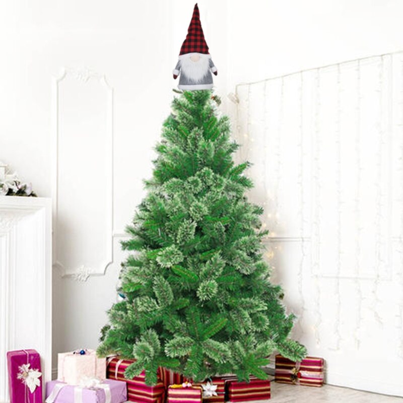 Juletræ topper plaid hat svensk tomte gnome santa ornament hjem