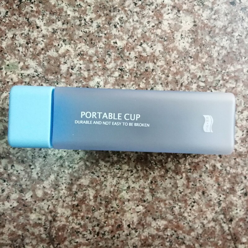 Cute Square Plastic Water Bottles BPA Free Transparent Frosted Outdoor Portable Camping Hiking Tour Drinking Bottle Water: Frosted Blue