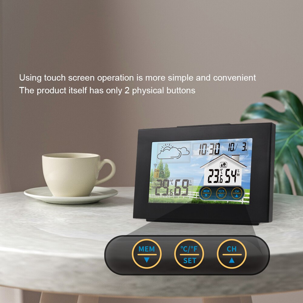 FanJu Touchscreen Weather Station Digital Alarm Clock Wireless Sensor Thermometer Hygrometer Barometer 3551A