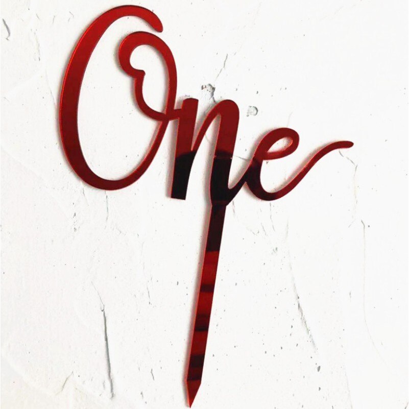 Acrylic Cake Topper One 1st Birthday Cake Decoration for Boys and Girls: Red