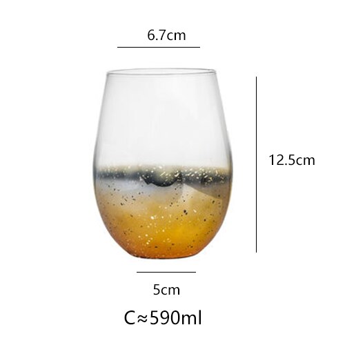 Vaso redondo de estilo nórdico para café, leche, vino, para el hogar, Té estable, sin plomo, pequeño cielo estrellado fresco de 530ml: Golden