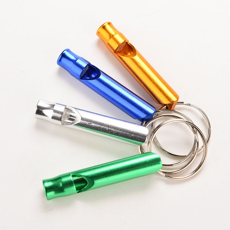 Gmarty 4 Colors For Camping Hiking Mixed Aluminum Emergency Survival Whistle Keychain Cheerleading