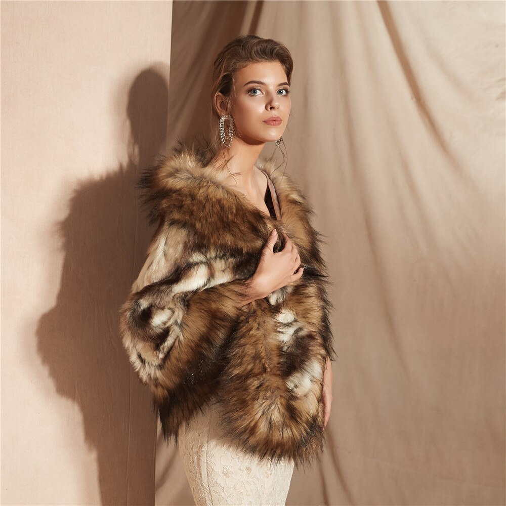 Janevini bont imitatie winter bolero sjaal wikkel bruidsmantel vrouwen trouwjurk cape voor gala feest accessoires