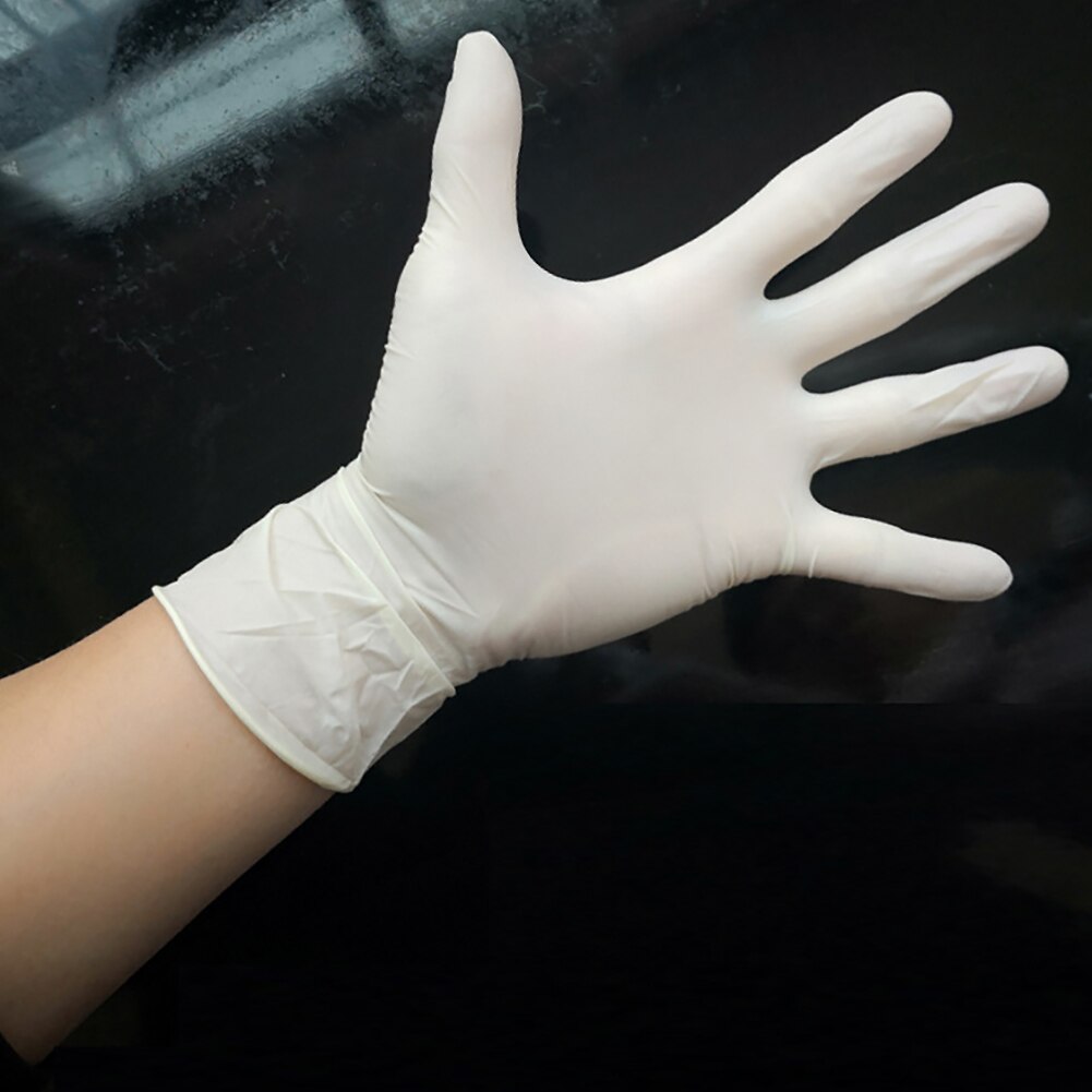 100pcs Disposable Latex Gloves White Non-Slip Acid and Alkali Laboratory Rubber Latex Gloves Household Cleaning Washing Products: S