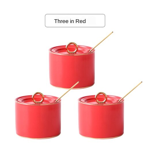 Seasoning box ceramic seasoning jar seasoning can kitchen using Nordic seasoning combination set seasoning bottle salt cans.: Pink