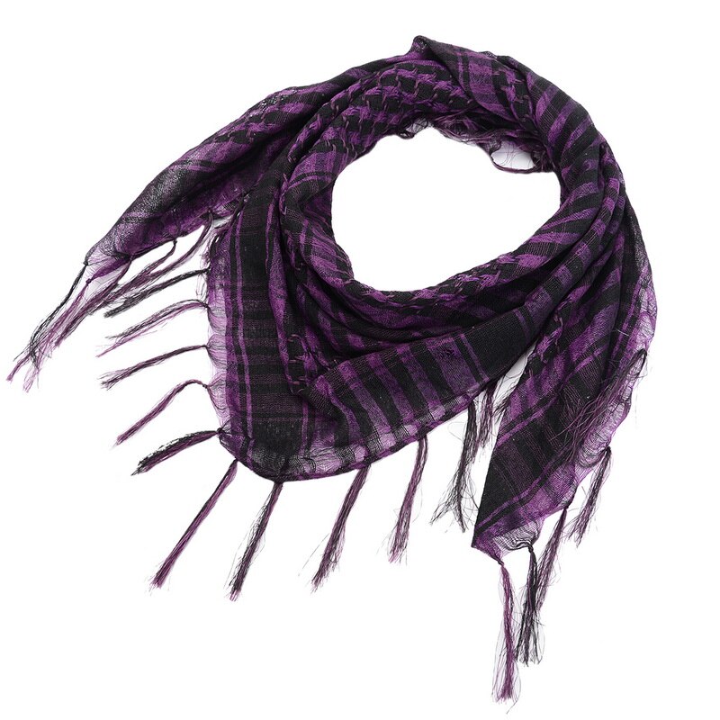Écharpe pied de poule arabe pour femmes, longue en cachemire, épais et doux et avec pompon, à la , blanc et noir, collection: green