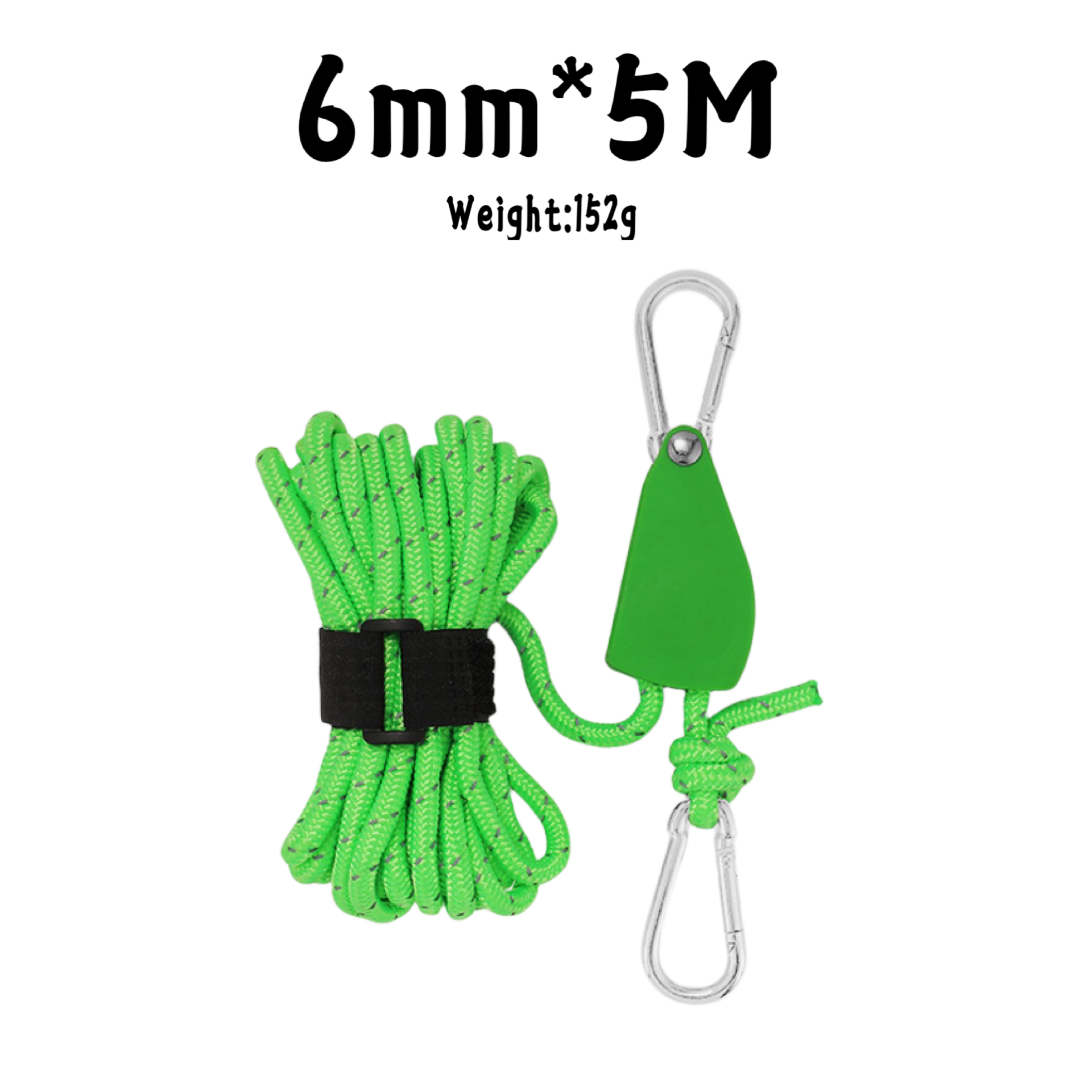 4/5M Camping Touw Tent Verstelbaar Touw Sluiting Vaste Gesp Poelie Spanner Ratelhangers Lampjes Camping Luifel Windtouw: Licht Groen