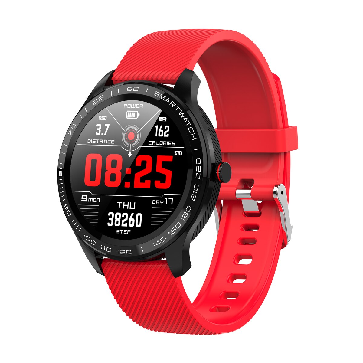 Micowear L9 Smart Uhr EKG Herz Rate Telefon Erinnerung Full Touch Smartwatch IP68 Wasserdichte Uhr für Männer für Android und IOS: Red-rubber strap