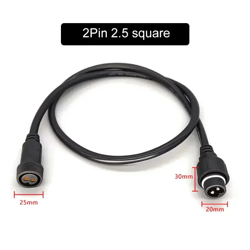 Cable de extensión impermeable de 2 pines macho a hembra 0,3/0,5/0,75/1,0/1,5/2,5 enchufe cuadrado conector LED para exteriores cable de alimentación de lámpara de 10M: Castaño / 5P