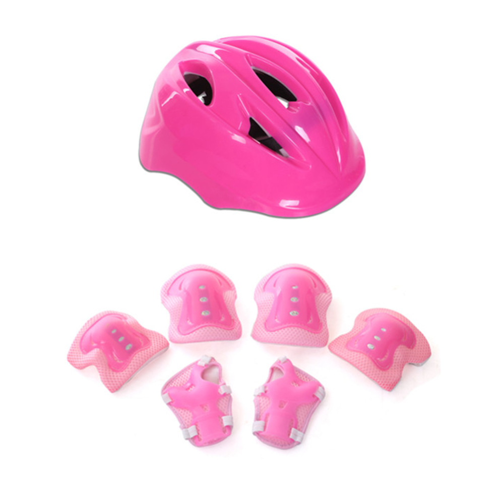 Kids Safety Helmet Knee Elbow Pad Sets Children Cycling Skateing Helmet Protection Safety Guard kids Sport Grotective Gear: Pink