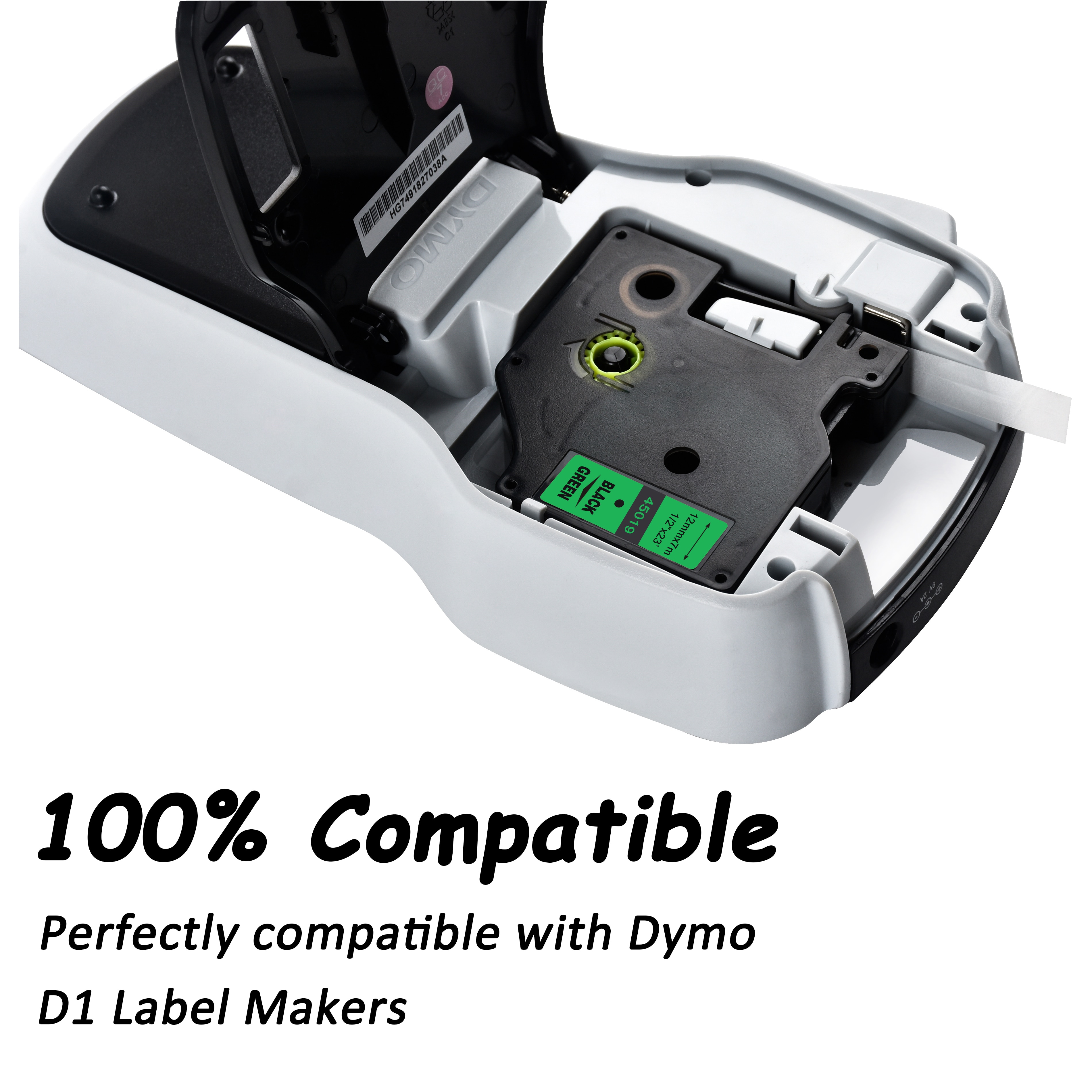 CIDY Dymo D1 45019 compatible for DYMO D1 Label Tapes 12mm black on green Label Maker Suitable Label Manager 210 450 LM160
