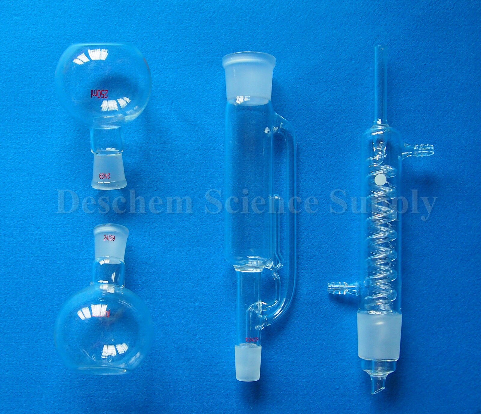 250ml Soxhlet Extractor With Graham Condenser & Two Flat Flask,Lab Glassware