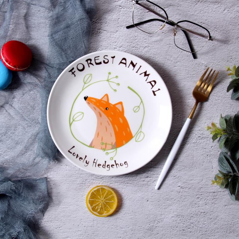 Nordic Ceramic Dinner Dish Plate Cartoon Animal Pattern Steak Fruit Salad Spaghetti Dessert Plates Kitchen Tableware: 2