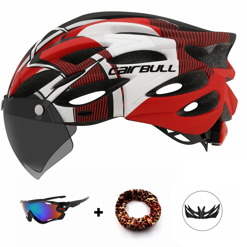 Stylish Cycling Helmets Triathlon Safe Taillight Helmet with Magnetic Goggles MTB Race Road Bike Bicycle Helmet Casco Ciclismo