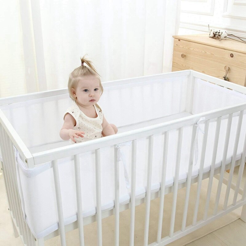 Krybbe hegn forår og sommer åndbar baby anti-kollision sengetøj kit aftageligt og vaskbart seng hegn