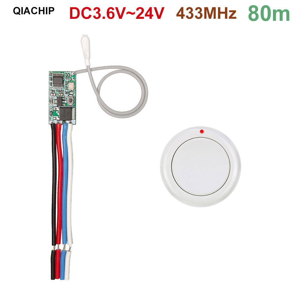 433mhz Bezprzewodowy pilot zdalnego sterowania RF DC 3.6V 5V 9V 12V 24V 1CH Mini przełącznik przekaźnika Kontroler lampy LED Mikroodbiornik Nadajnik DIY: WHITE