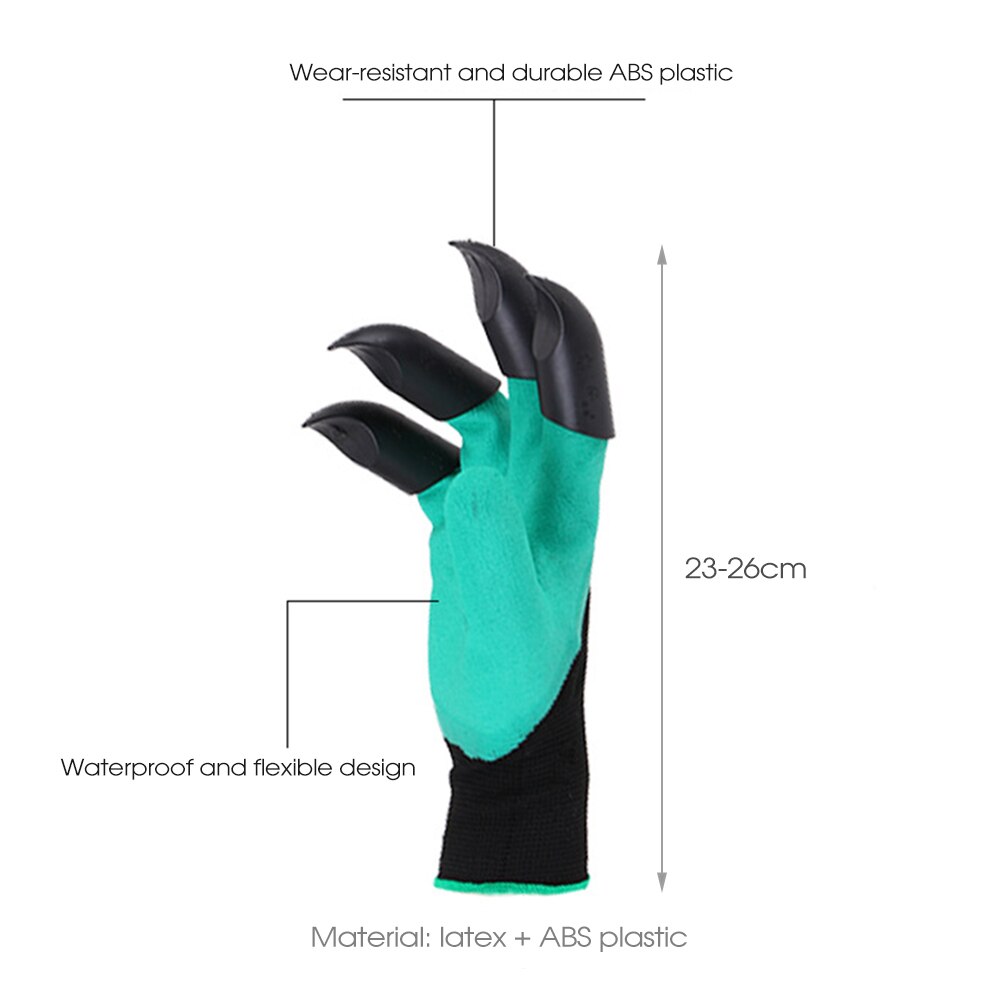 Guantes de jardín con garras de plástico ABS, guantes de goma para jardín, jardinería, excavación, plantación, herramientas impermeables, dispositivos para exteriores
