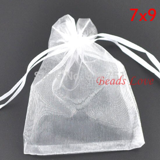 100 STKS wit Sieraden Verpakking Drawable Organza Tassen Huwelijkscadeau Zakken 7 CM X 9 CM AA (W03179)