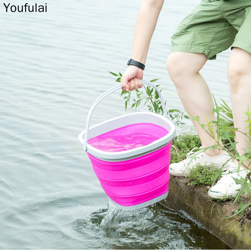 10L Siliconen Emmer Vissen Opvouwbare Vierkante Emmer Wasstraat Outdoor Vissen Levert Badkamer Keuken Kamp Emmer