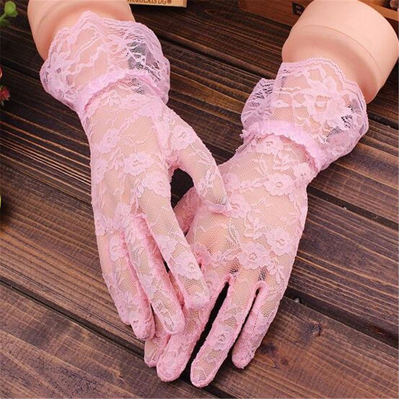 Guantes de encaje calados para protección solar, encaje delicado patrón Jacquard, accesorios de boda