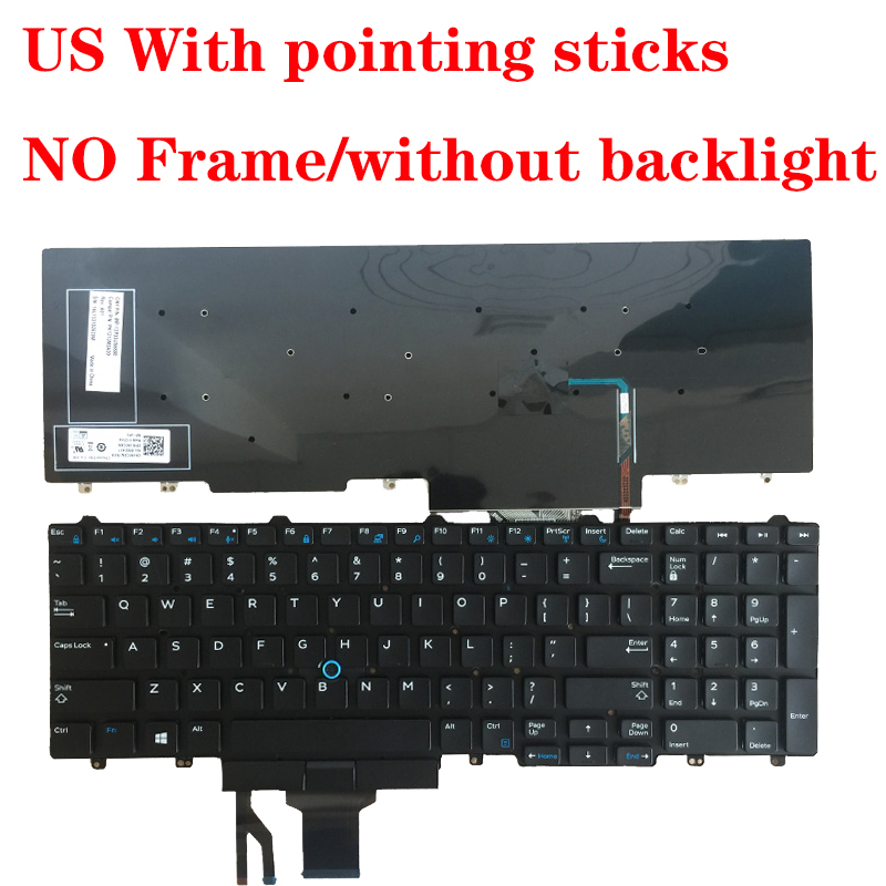US/FR/French Laptop keyboard for Dell Latitude E5550 E5570 E5580 E5590 E5591 Precision M3520 M7520 M7720: US without backlight