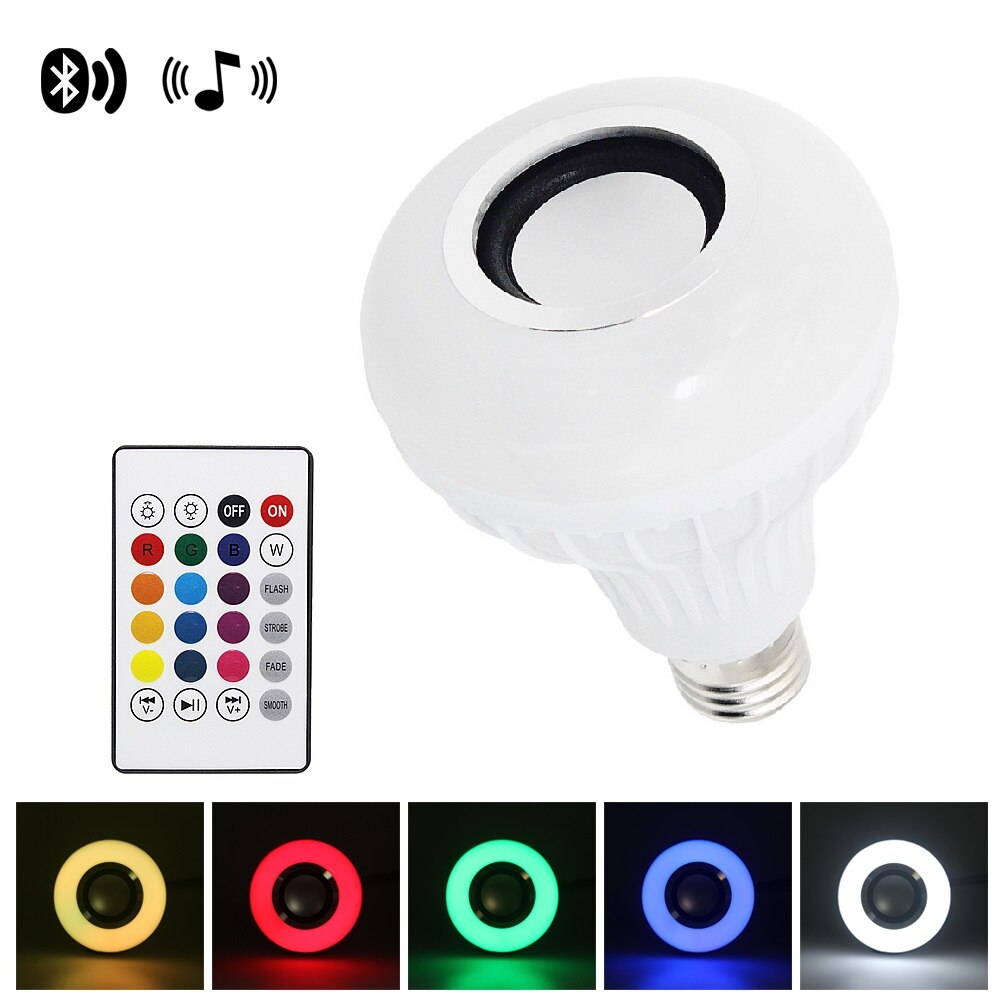 ANBLUB 12W Smart E27 RGB LED Lamp Draadloze Bluetooth Speaker Muziek Lamp RGBW Dimbare LED Lampen Met Afstandsbediening AC 100-240V