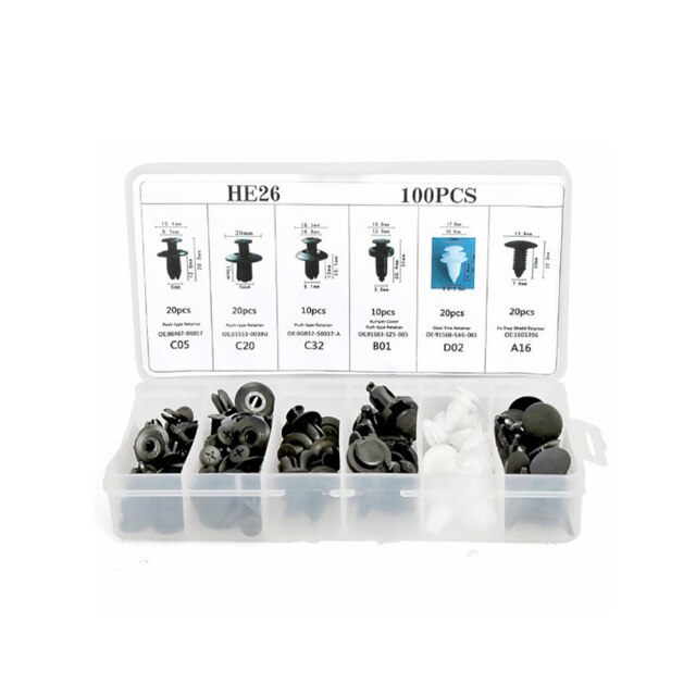 100Pcs Car Body Push Retainer Pin Rivet Bumper Door Trim Panel Retainer Fastener Kit Mixed Auto Fastener Clip Car Accessories: Default Title