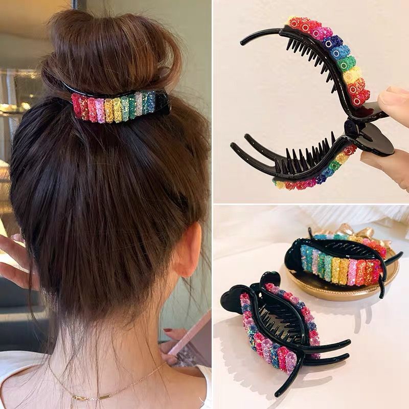 femmes filles mignon coloré strass à la main cheveux griffes doux cheveux ornement Clip épingles à cheveux bandeau cheveux accessoires