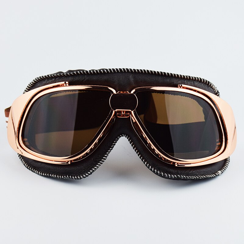 Mjmoto merk leren motorbril vintage gafas moto vintage helm steampunk koperen bril pilotenbrillen motorbrillen