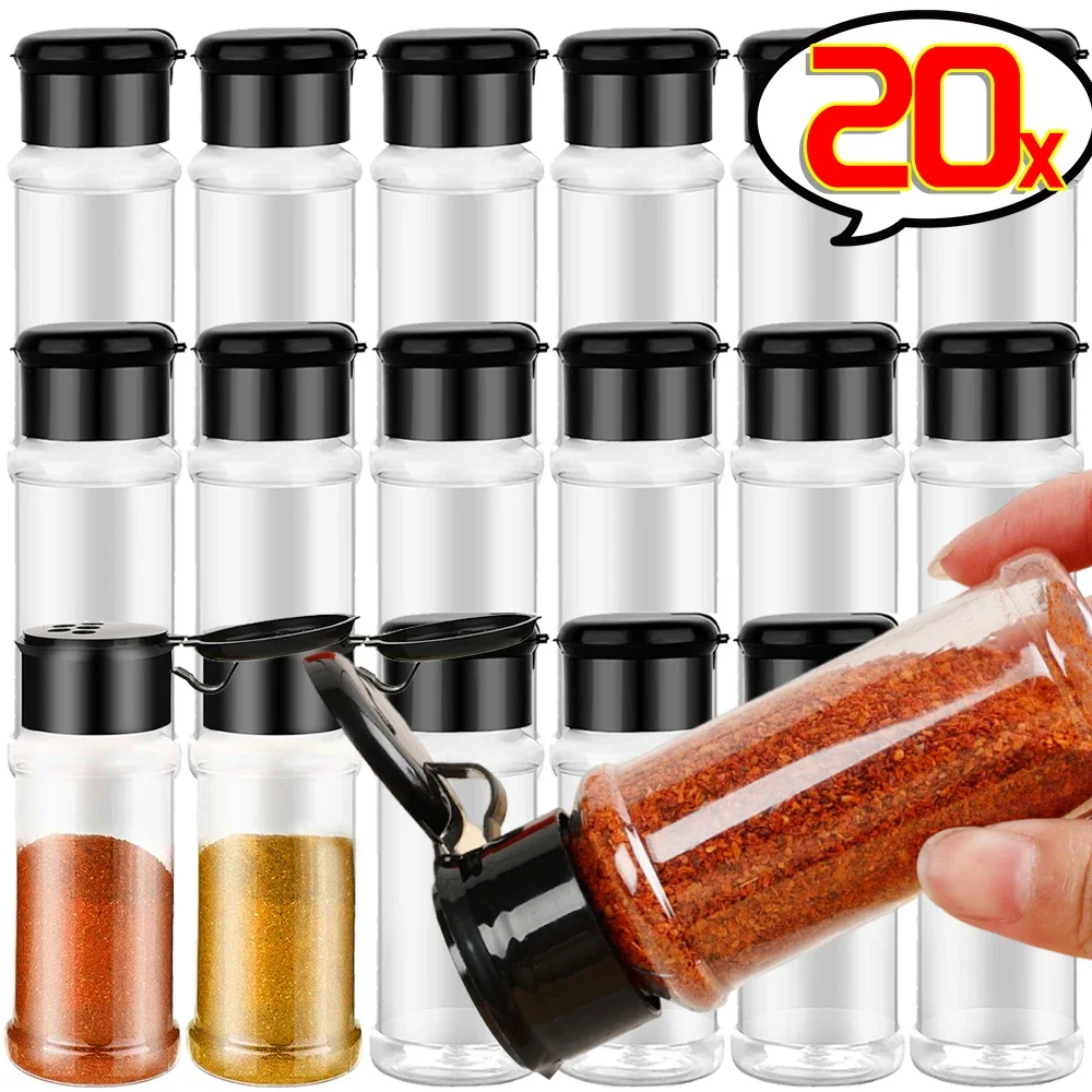 Tarro de especias de plástico transparente, botella de condimento de cocina, sal, pimienta, recipiente, tarro de condimentos para barbacoa, herramientas de almacenamiento de especias de cocina