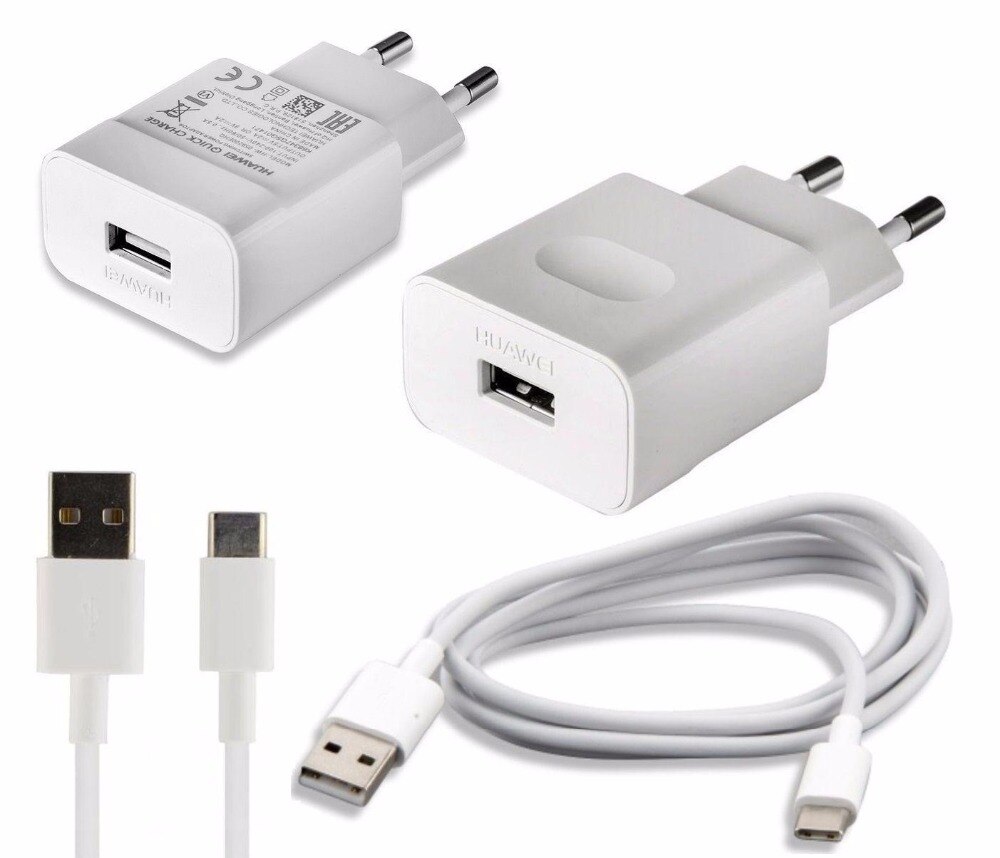 Oryginalna szybka ładowarka Huawei QC2.0 9V 2A ue wtyczka kabel Usb 3.1 typu C szybka ładowarka do P20 lite P9 P10 Nova 3 smartphone