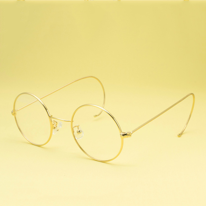 Vintage Men Golden Circular Eyeglasses Metallic Fi... – Vicedeal