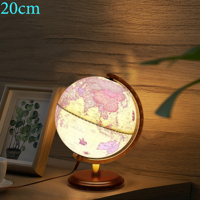 20/25cm rétro LED monde terre Globe carte 360 degrés rotatif monde géographie carte tout en anglais bureau décoration lampe de Table: Rose Red