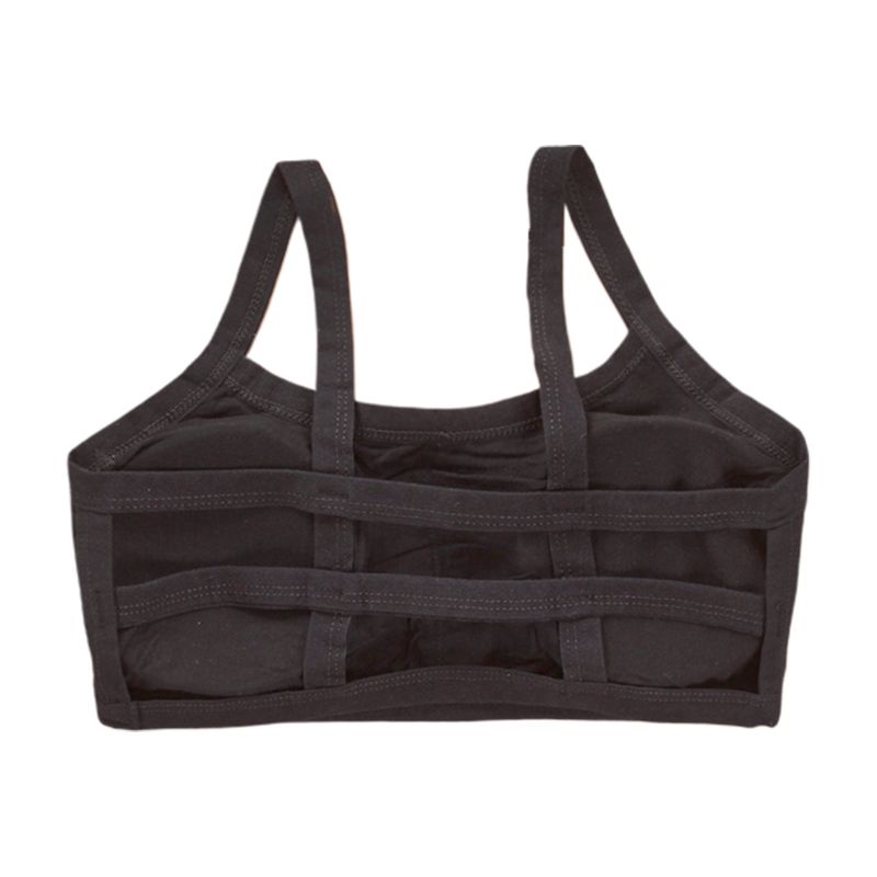 junior pubertet jenter spaghetti stropper bh undertøy hule ut ryggløse stropp bralette ensfarget trådløs polstret Vest: Svart