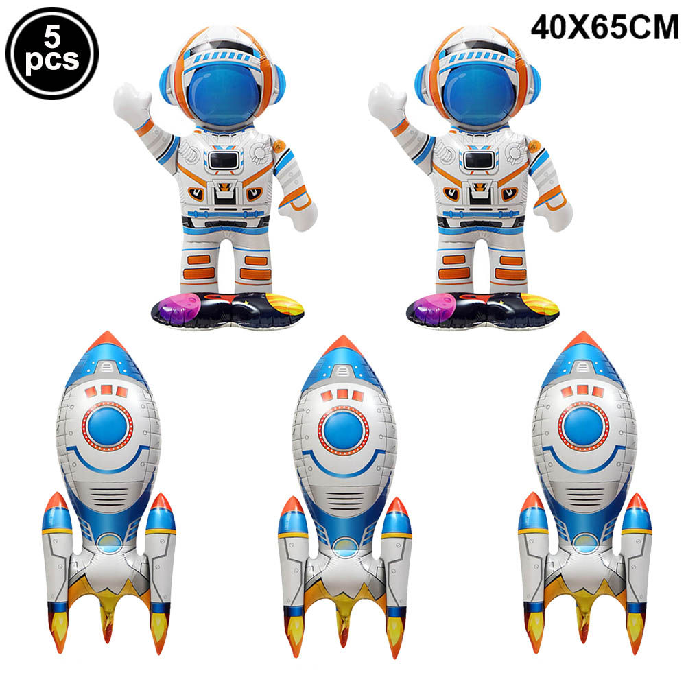 Globo de aluminio de astronauta 3D, globos de cohete, globos espaciales para niños, serie universo de astronauta, decoración de de cumpleaños del espacio exterior: Caqui oscuro