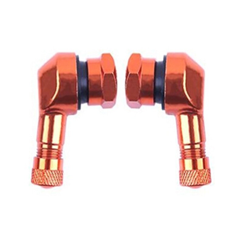 Motorcycle Rim Wheel Valve Motorcycle Rim 90 Degree Valve Motorcycle Wheel Tubeless Valve Stems For Rim Wheel Parts CNC: Orange