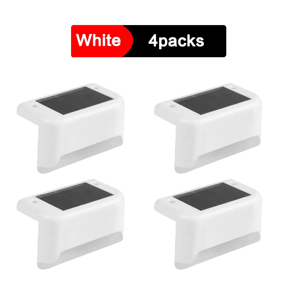 4/8 Packs LED Solar Deck Lights IP65 Waterproof Outdoor Garden Pathway Patio Stairs Steps Fence Lamps: 4pc White / White light
